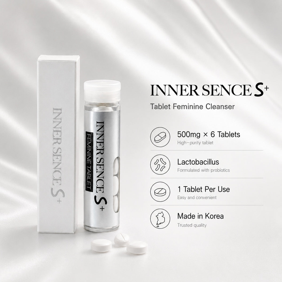 INNER SENCE S+ 6 Tablets | Lactobacillus Tablet Feminine Cleanser