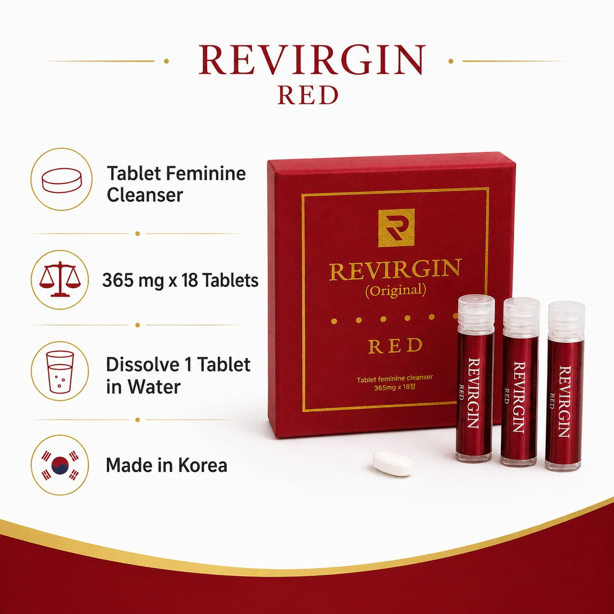 REVIRGIN RED Vaginal Health Care Wash CleanserPopular Vaginal Odor Remove Best Selling Feminine Care made in korea women's cleaning cloth 18p