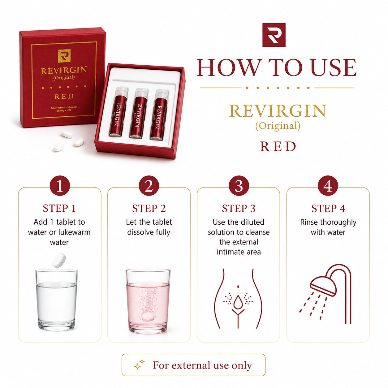 REVIRGIN RED Vaginal Health Care Wash CleanserPopular Vaginal Odor Remove Best Selling Feminine Care made in korea women's cleaning cloth 18p